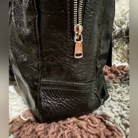 Yves Saint Laurent Shiny Black Shoulder Bag with Silver Accents - Picture 10 of 16